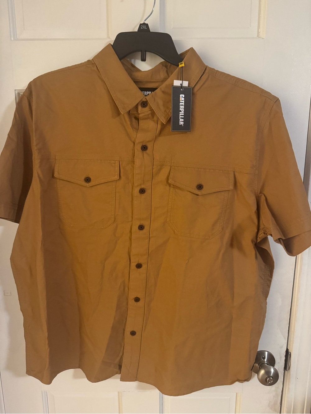 Men’s Brown Caterpillar Short Sleeve Work Shirt Size XXL NWT CAT